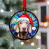 Weimaraner in Santa Hat Suncatcher Decoration